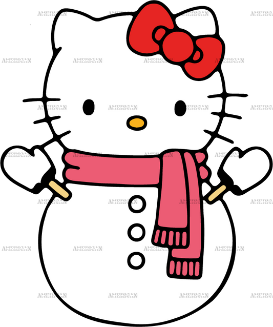 Snowman Kitty DTF Transfer