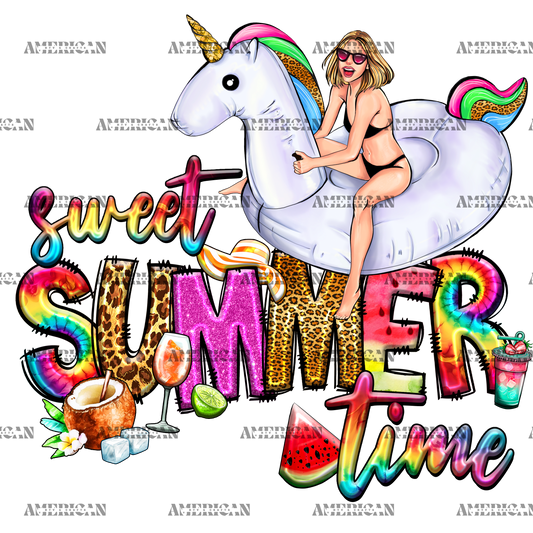 Sweet Summer Time Unicorn DTF Transfer