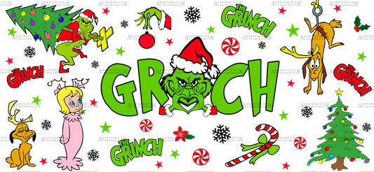 The Red Grinch UV DTF Transfer