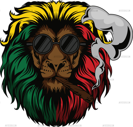 Lion head smoking cigar DTF Transfer