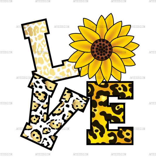 Love sunflower leopard DTF Transfer