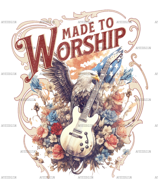 Made to worship eagle distressed guitar DTF Transfer