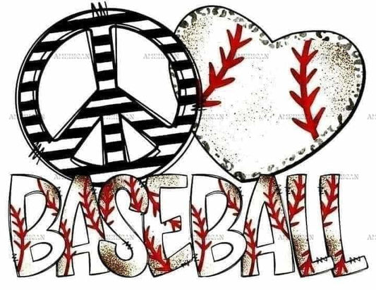 Peace Love Baseball DTF Transfer