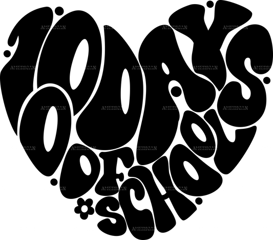 100 Days Of School Heart-4 DTF Transfer