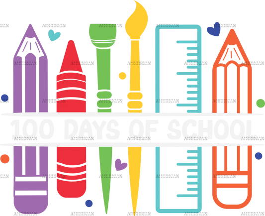 100 Days Of School Stationery-2 DTF Transfer