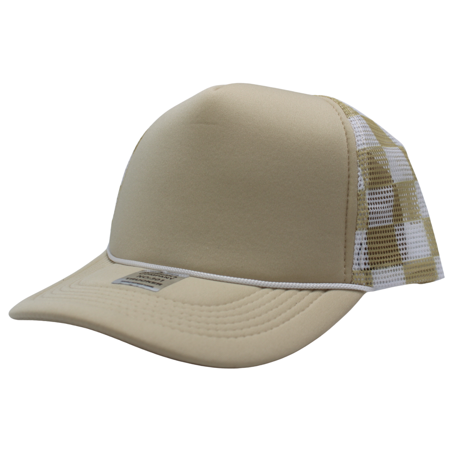 Checkered Trucker Cap Polyester Foam Front 5 Panel