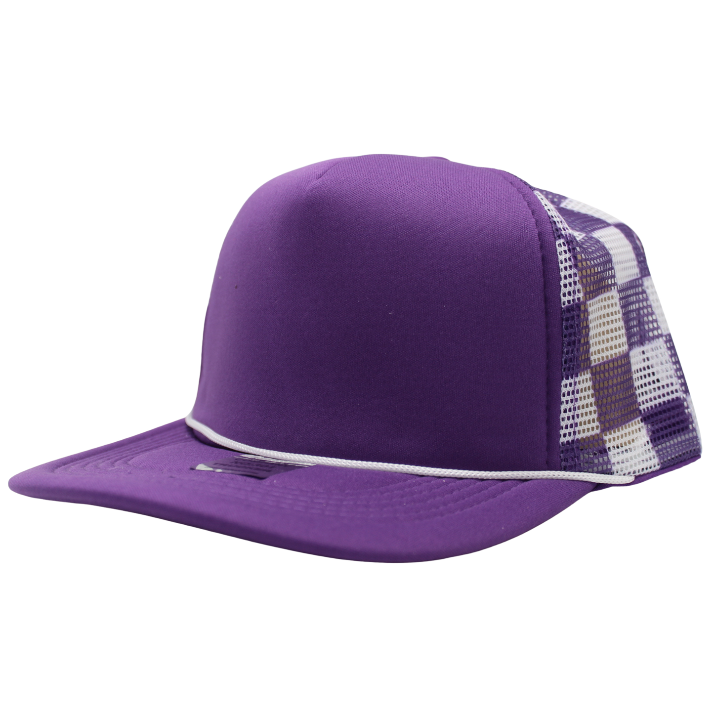 Checkered Trucker Cap Polyester Foam Front 5 Panel