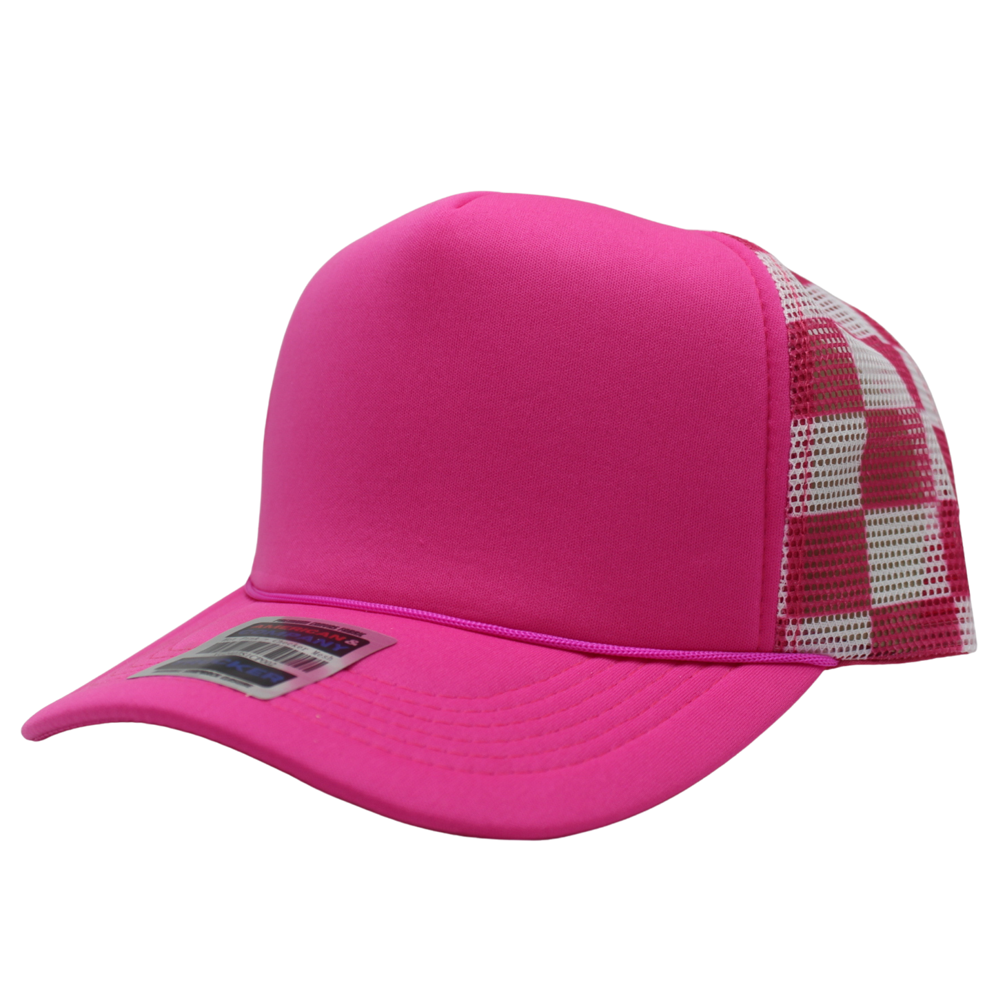 Checkered Trucker Cap Polyester Foam Front 5 Panel