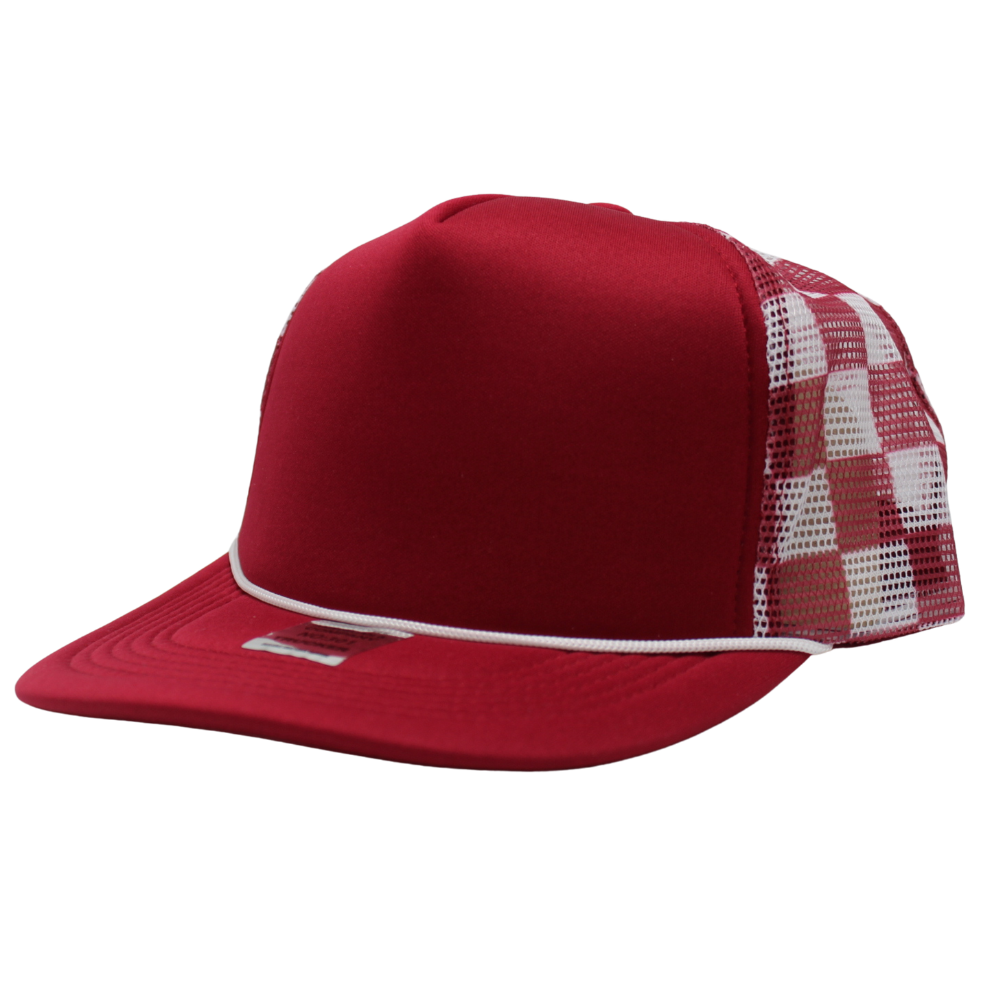 Checkered Trucker Cap Polyester Foam Front 5 Panel