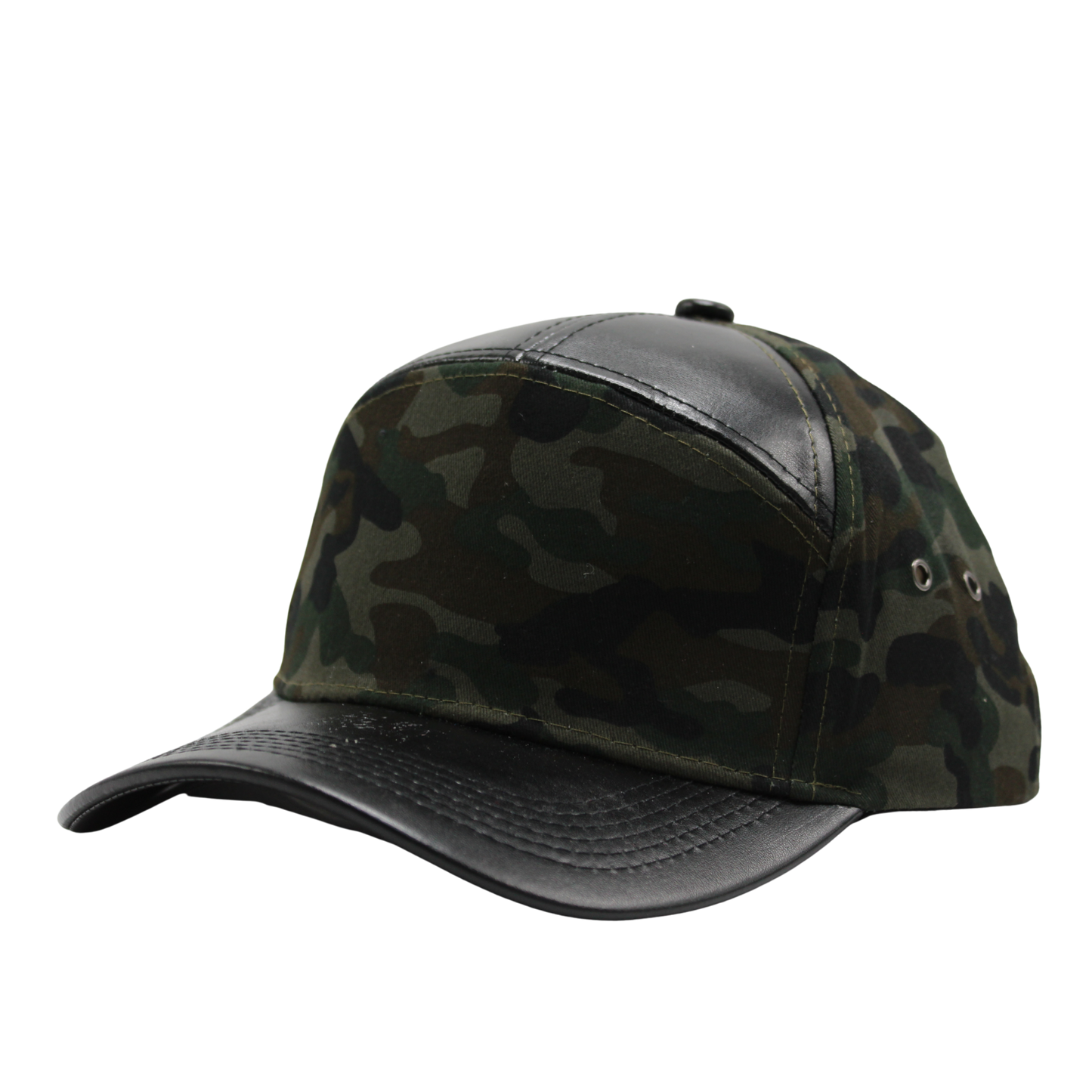 7 Panel Leather Camo Caps