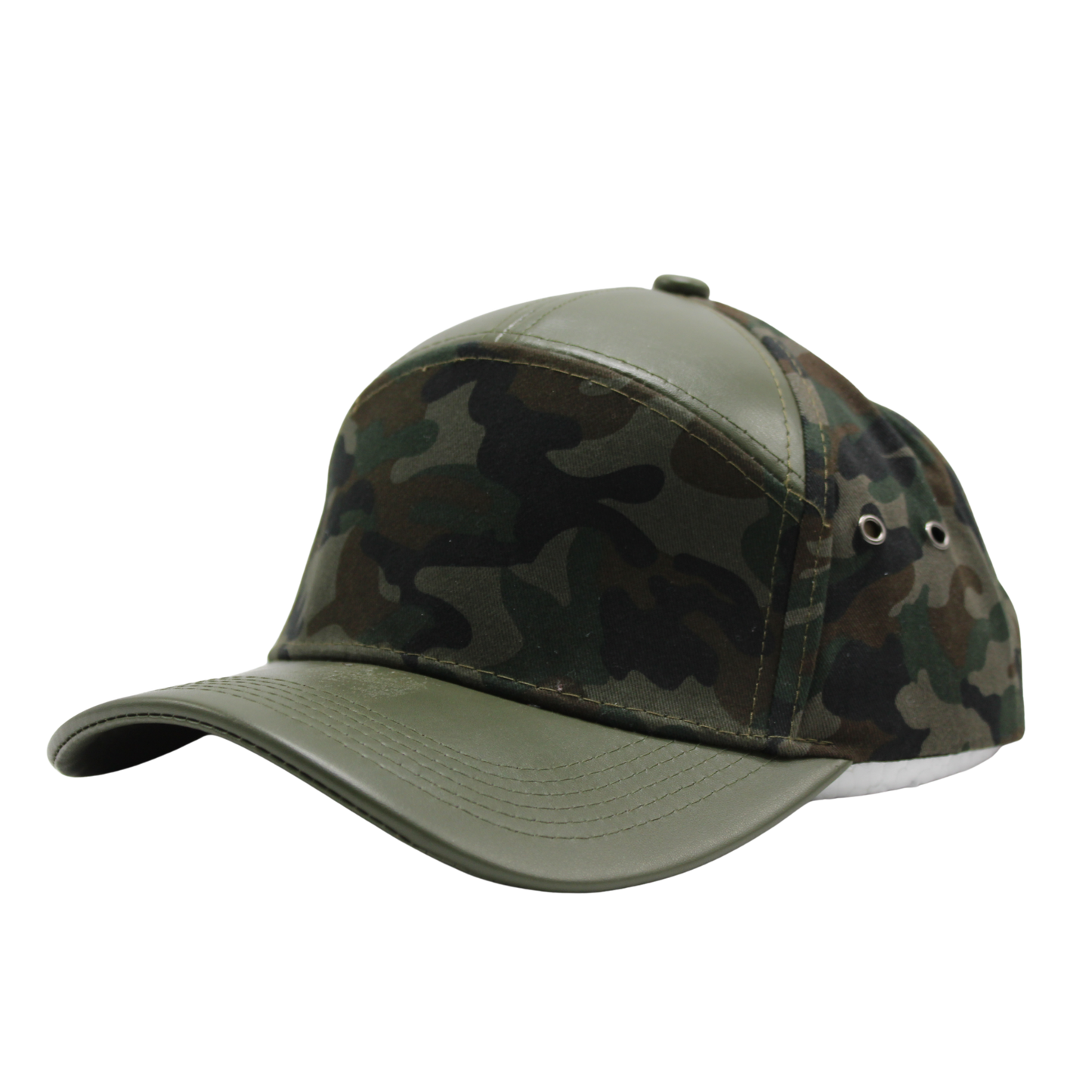 7 Panel Leather Camo Caps