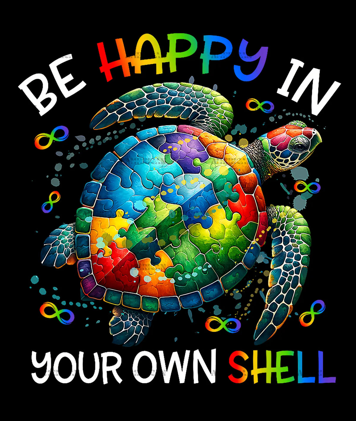 Bee Happy Shell Be Happy In Your Shell-1 DTF Transfer β American HTV Supply - Dallas