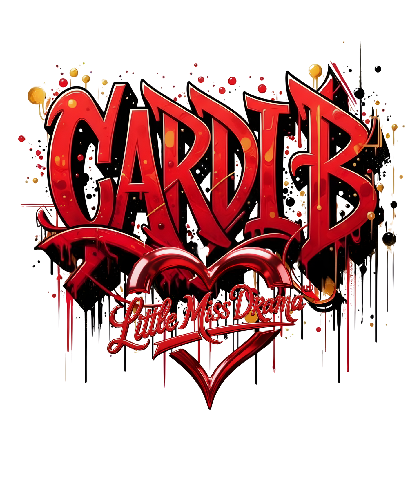 Cardi B Little Miss Drama Tour Red Heart DTF Transfer