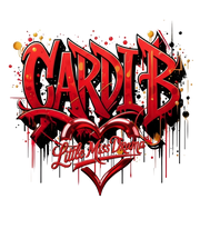 Cardi B Little Miss Drama Tour Red Heart DTF Transfer