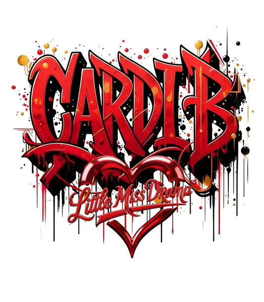 Cardi B Little Miss Drama Tour Red Heart DTF Transfer