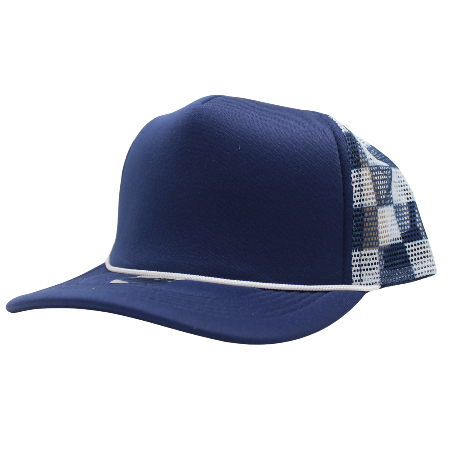 Checkered Trucker Cap Polyester Foam Front 5 Panel
