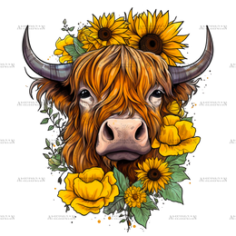 Sunflowers_Highland_Cow