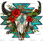 Roses_With_Aztec_Bull_Skull