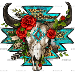 Roses_With_Aztec_Bull_Skull
