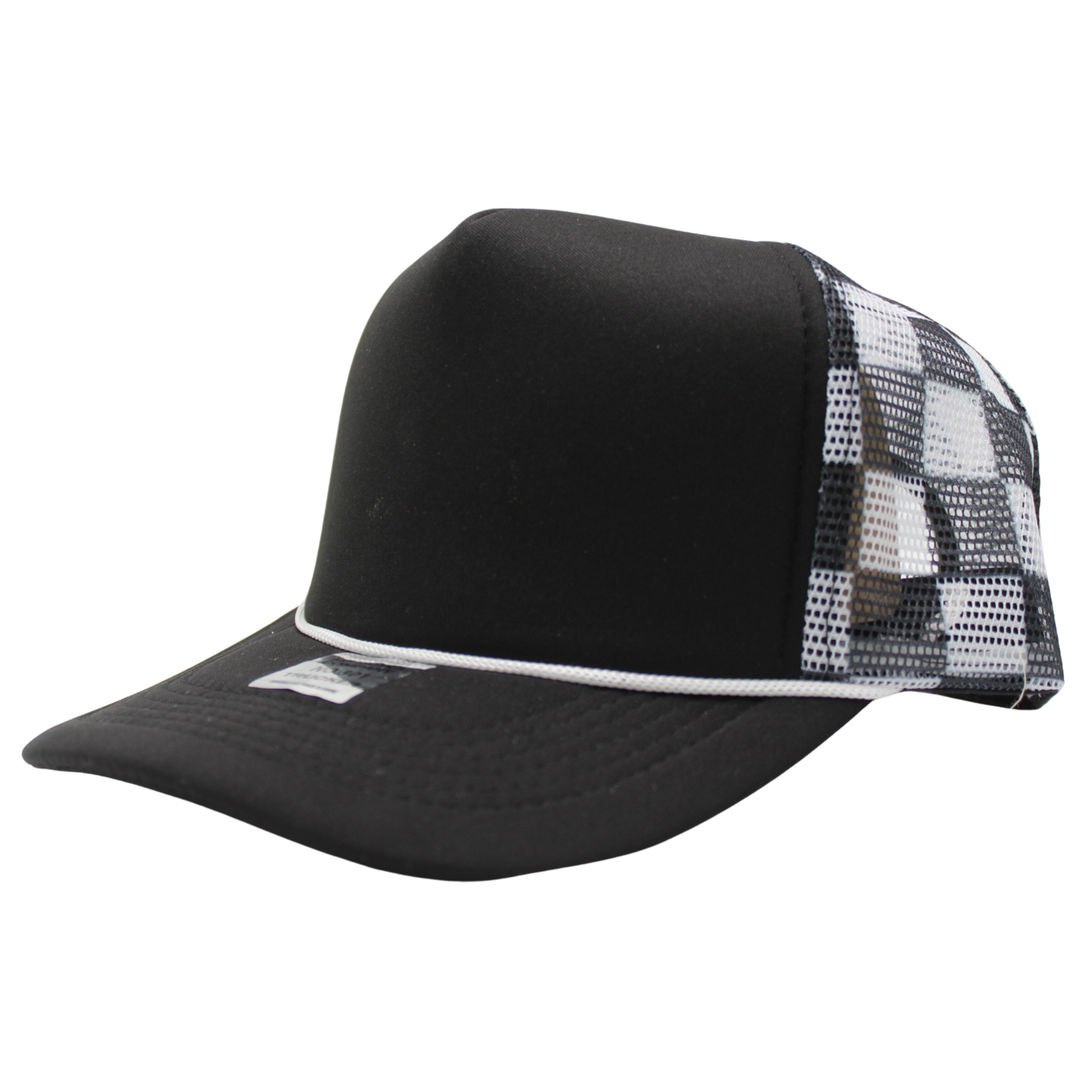 Checkered Trucker Cap Polyester Foam Front 5 Panel