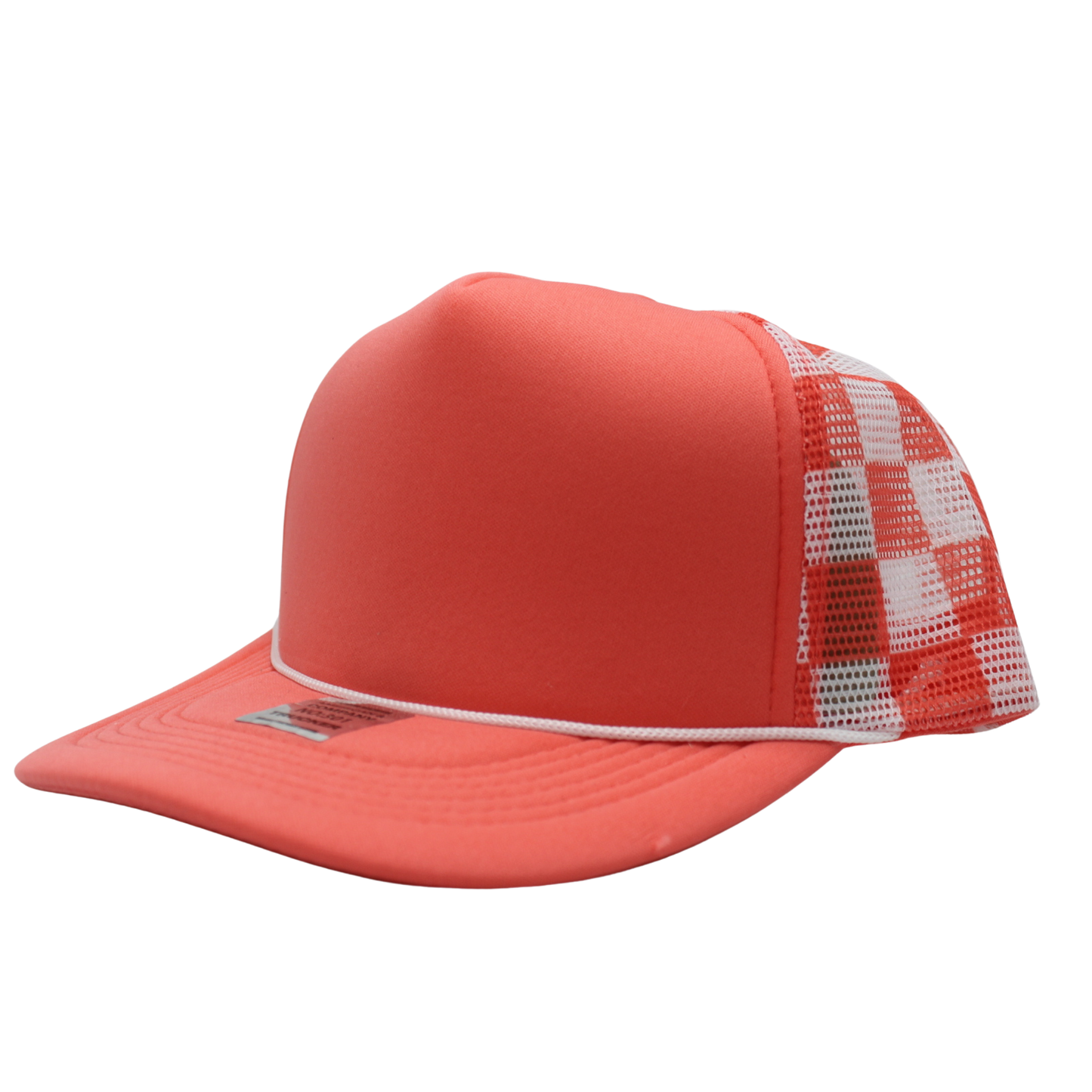 Checkered Trucker Cap Polyester Foam Front 5 Panel