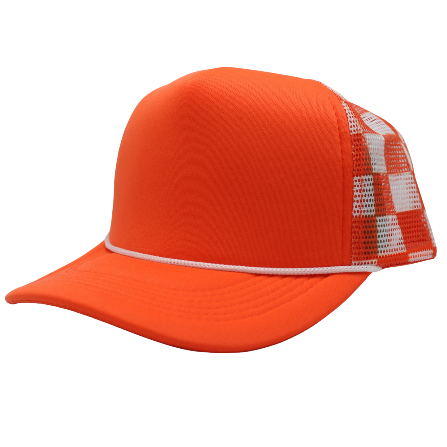 Checkered Trucker Cap Polyester Foam Front 5 Panel