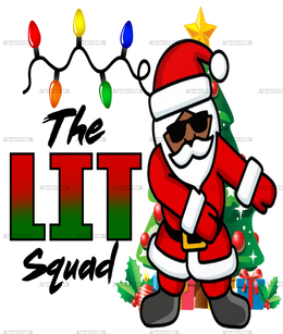 African American Santa Lit Squad DTF Transfer