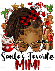 Afro Messy Bun Santas Favorite Mimi DTF Transfer