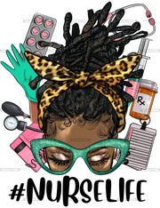 Afro Messy Locs Bun Nurse Life DTF Transfer