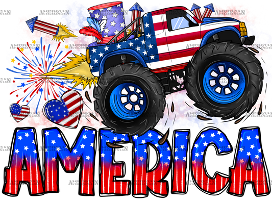America Monster Truck DTF Transfer