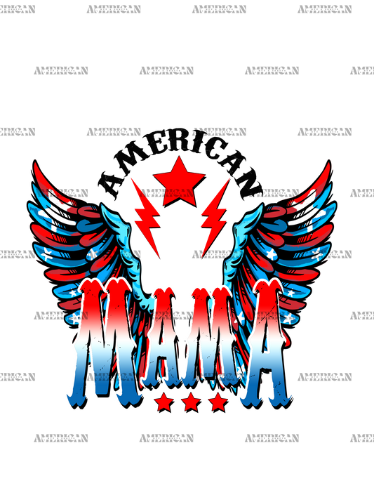 American Mama Wings DTF Transfer