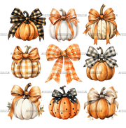 Autumn Pumpkins Bows-1 DTF Transfer