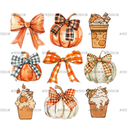 Autumn Pumpkins Bows-10 DTF Transfer