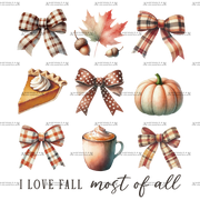 Autumn Pumpkins Bows-11 DTF Transfer