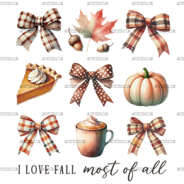 Autumn Pumpkins Bows-11 DTF Transfer