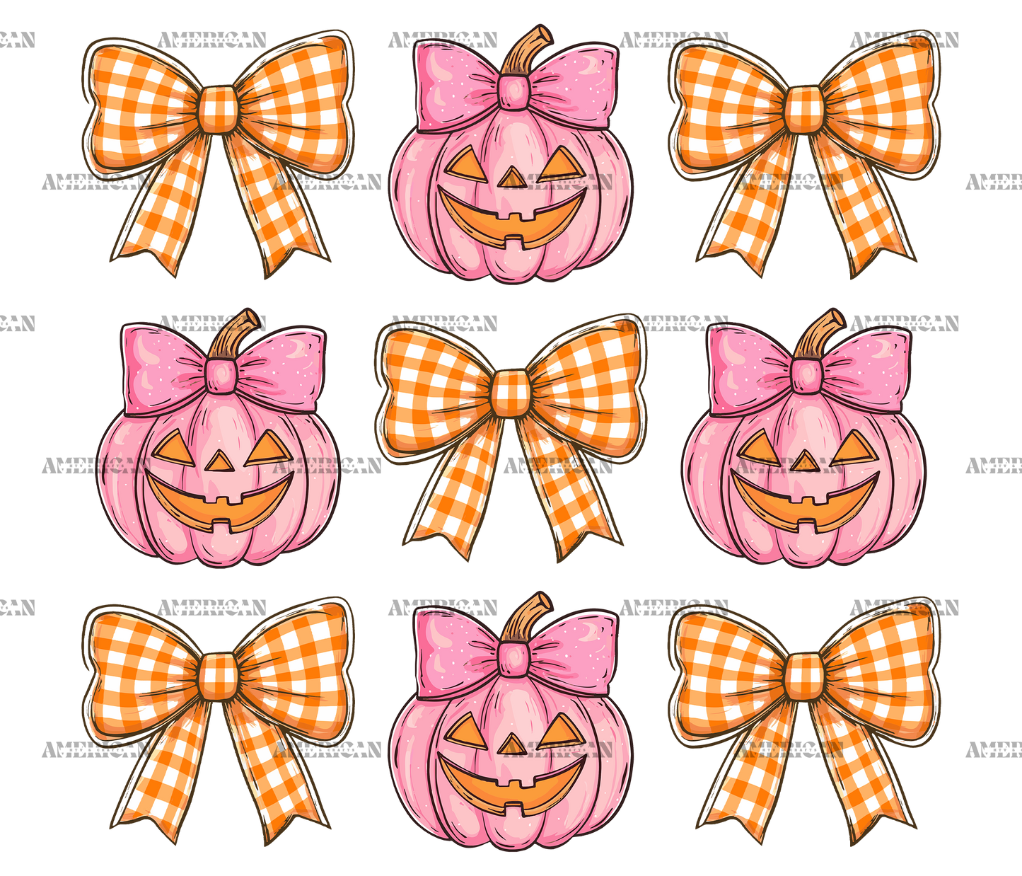 Autumn Pumpkins Bows-13 DTF Transfer