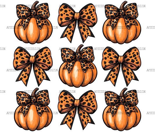 Autumn Pumpkins Bows-2 DTF Transfer