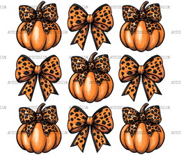 Autumn Pumpkins Bows-2 DTF Transfer