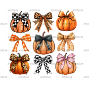 Autumn Pumpkins Bows-3 DTF Transfer