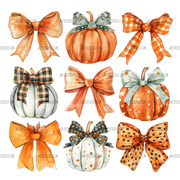 Autumn Pumpkins Bows-5 DTF Transfer