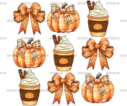 Autumn Pumpkins Bows-6 DTF Transfer