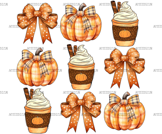 Autumn Pumpkins Bows-6 DTF Transfer