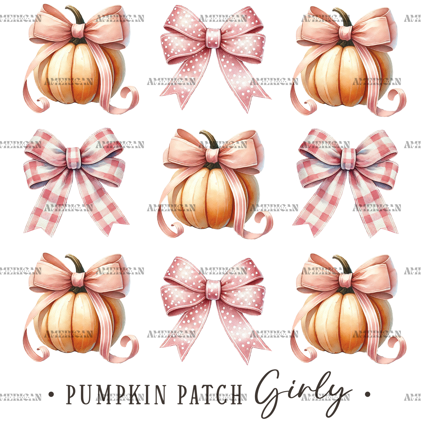 Autumn Pumpkins Bows-7 DTF Transfer