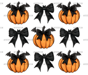 Autumn Pumpkins Bows-8 DTF Transfer
