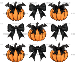 Autumn Pumpkins Bows-8 DTF Transfer