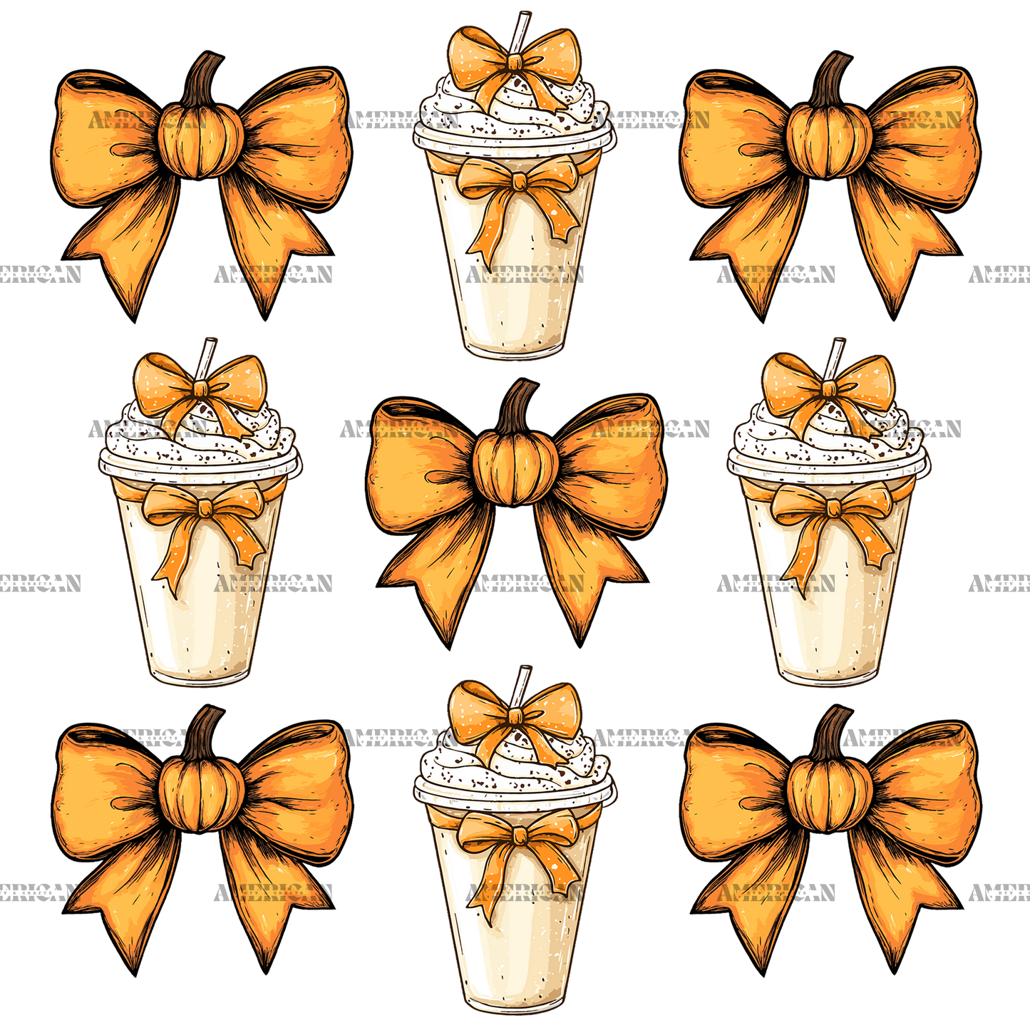 Autumn Pumpkins Bows-9 DTF Transfer