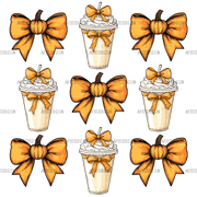 Autumn Pumpkins Bows-9 DTF Transfer