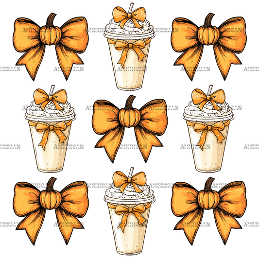 Autumn Pumpkins Bows-9 DTF Transfer