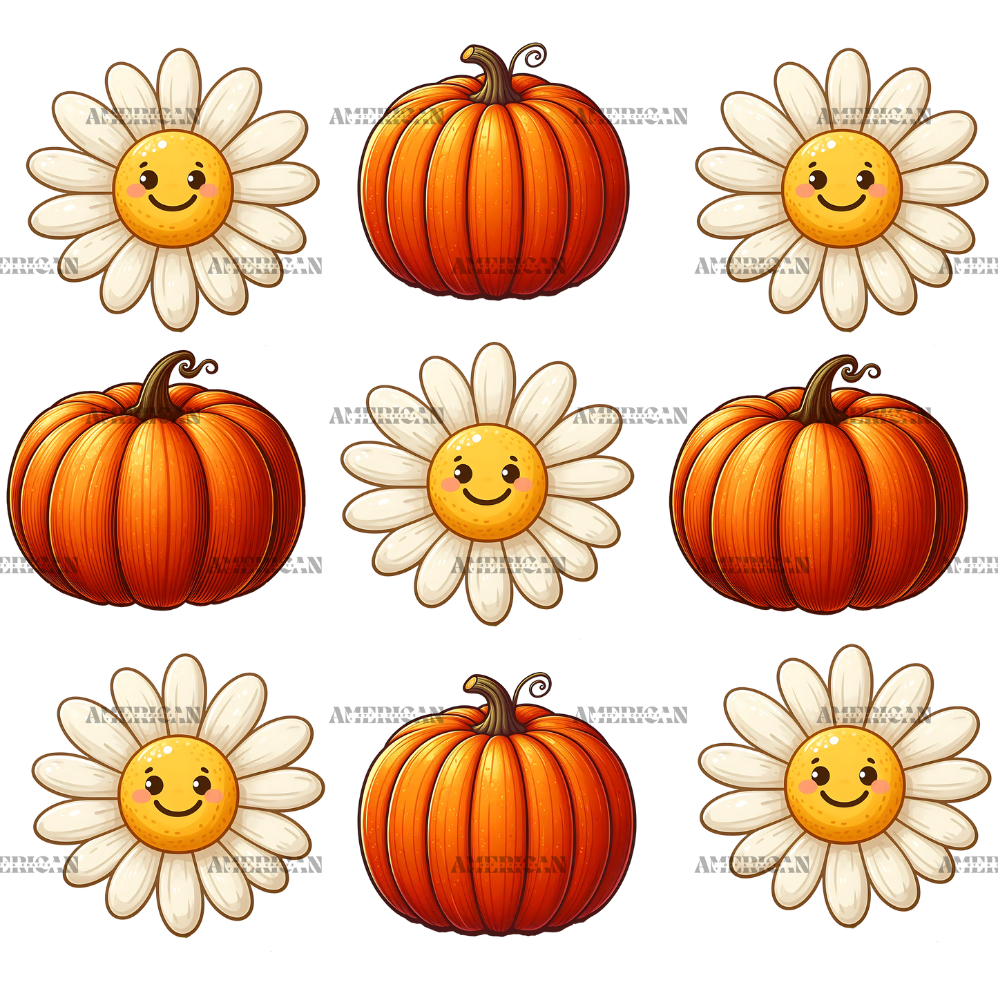 Autumn Pumpkins Flowers DTF Transfer