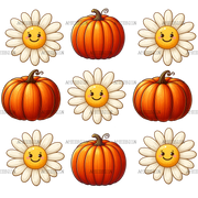 Autumn Pumpkins Flowers DTF Transfer